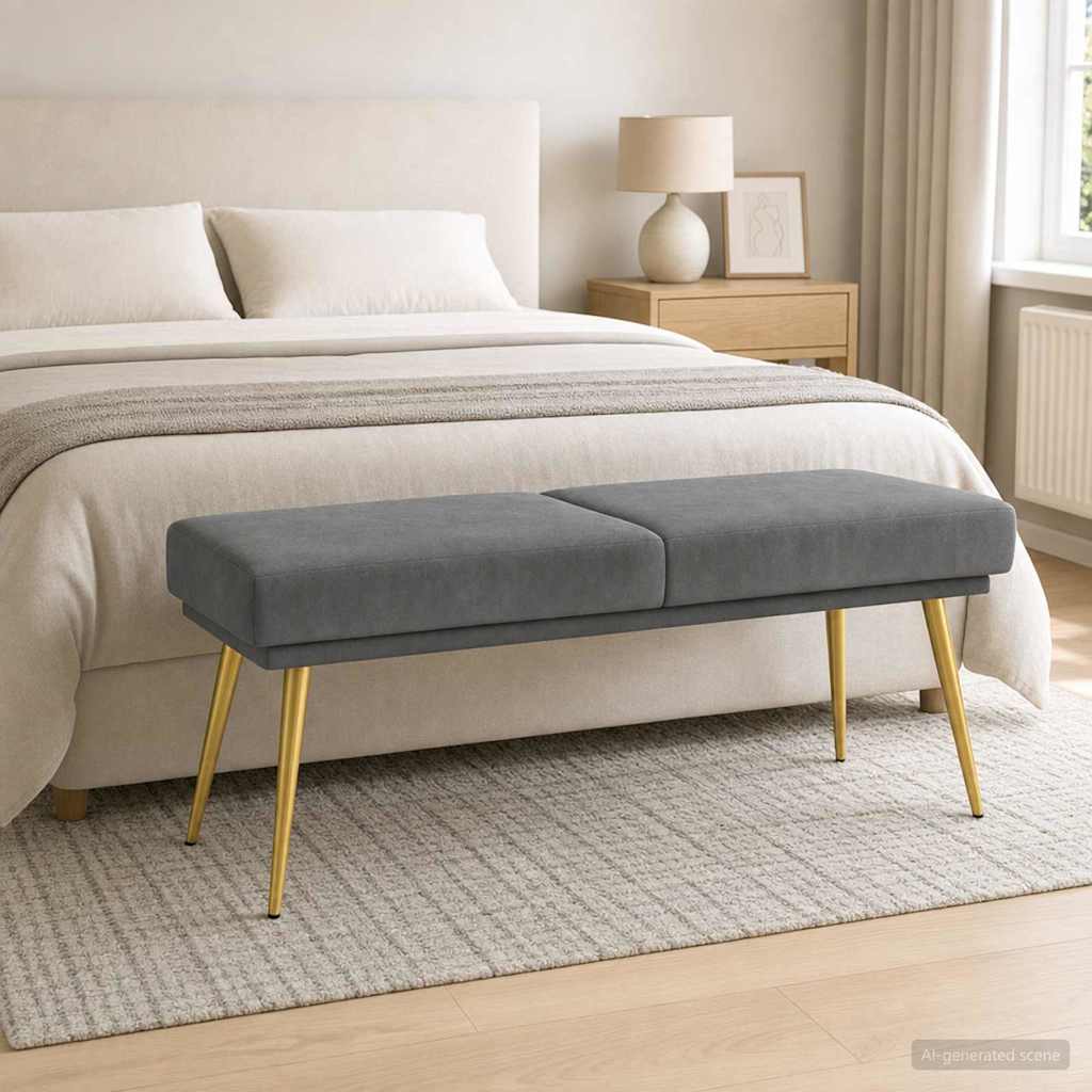 Dubbel-lager bänk Mörkgrå 120 x 45 x 46 cm Sammet
