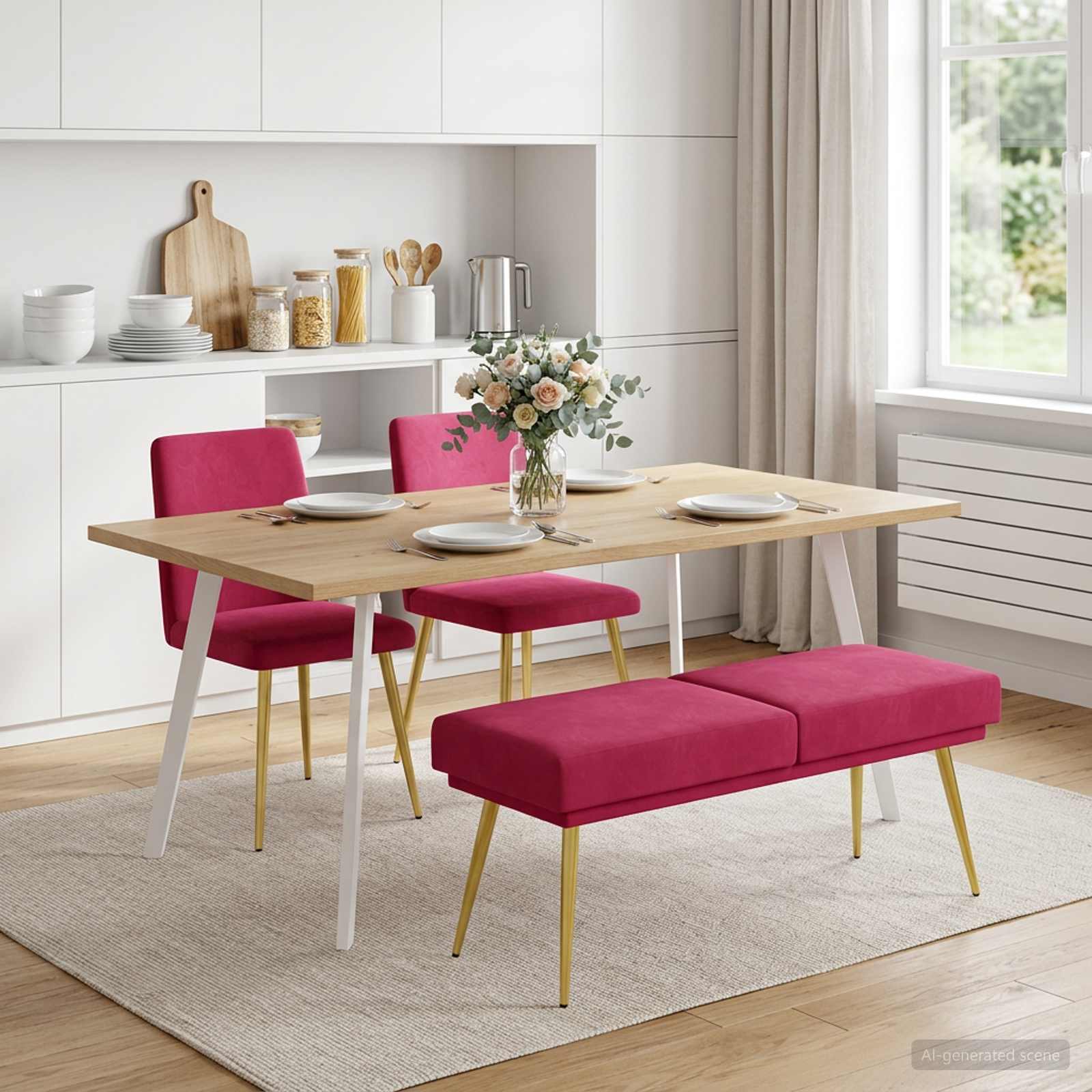 Dubbel-lager bänk Vinröd 120 x 45 x 46 cm Sammet