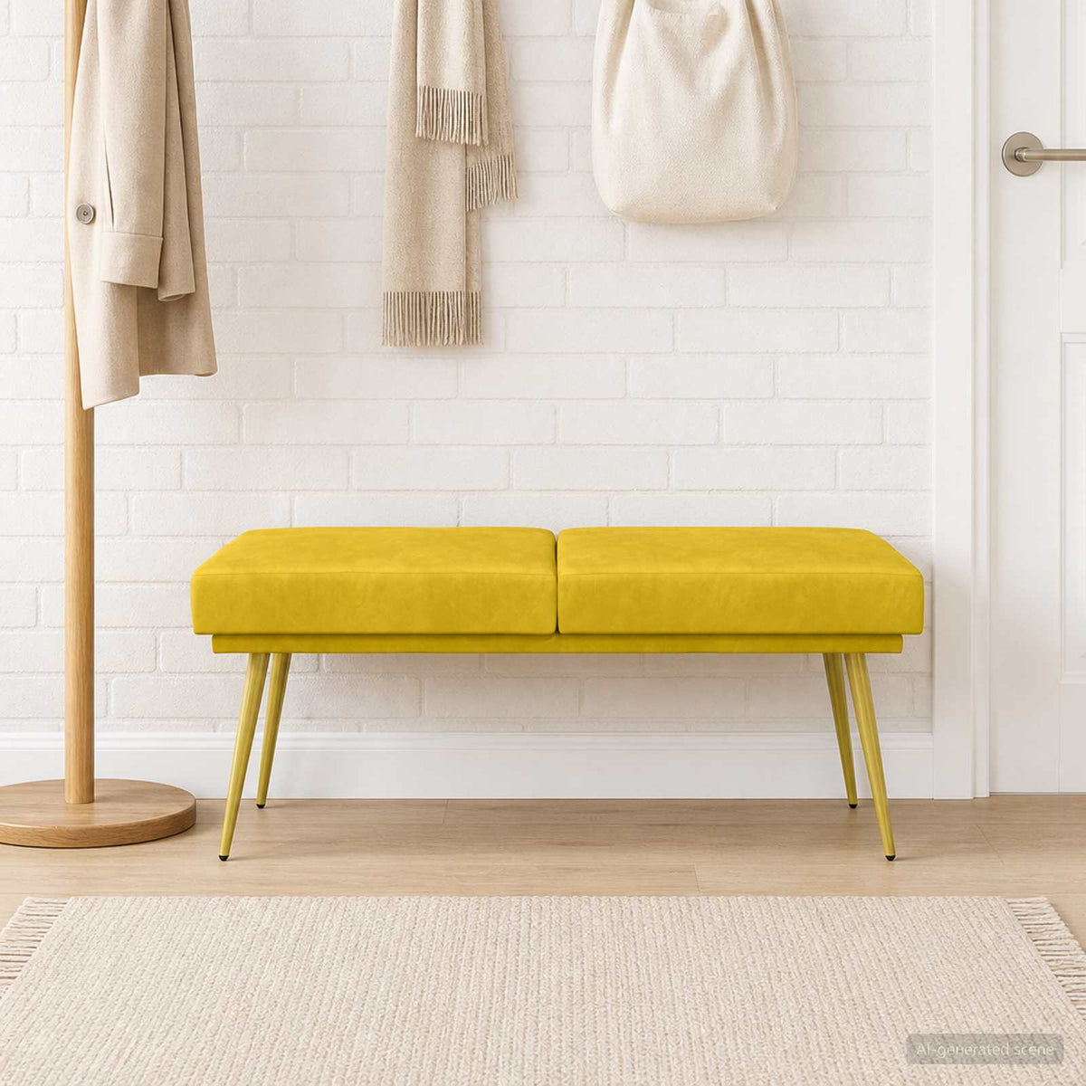 Dubbel-lager bänk Gul 120 x 45 x 46 cm Sammet