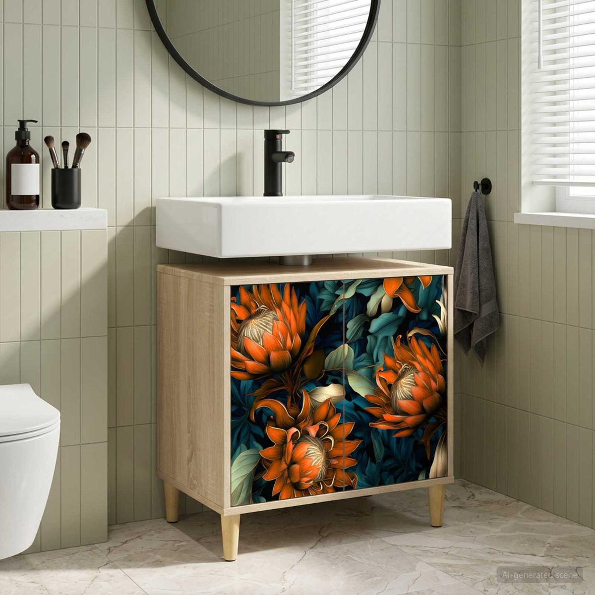 Badrumsskåp LOCHEM Sonoma-ek 60 x 40 x 60 cm Konstruerat trä