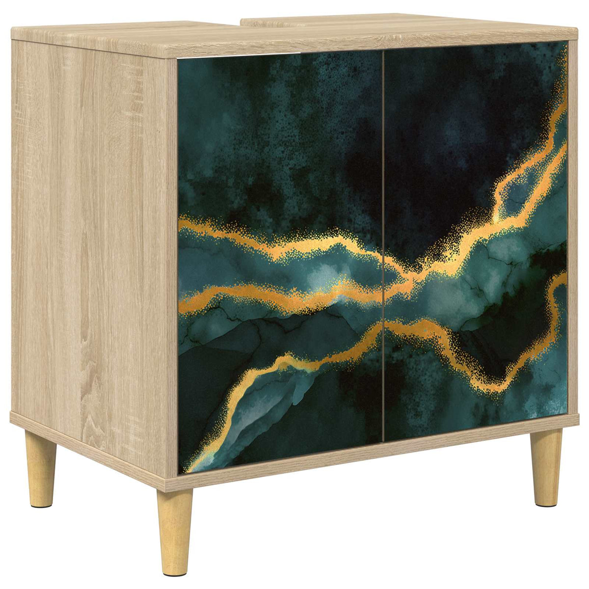 Badrumsskåp WIJHE Sonoma-ek 60 x 40 x 60 cm Konstruerat trä