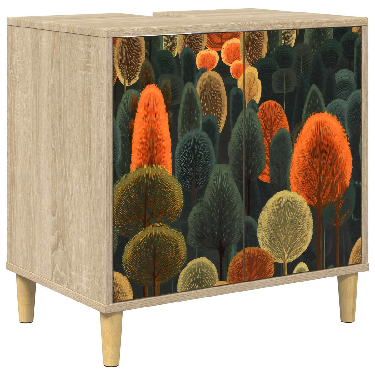 Badrumsskåp ZAANDAM Sonoma-ek 60 x 40 x 60 cm Konstruerat trä