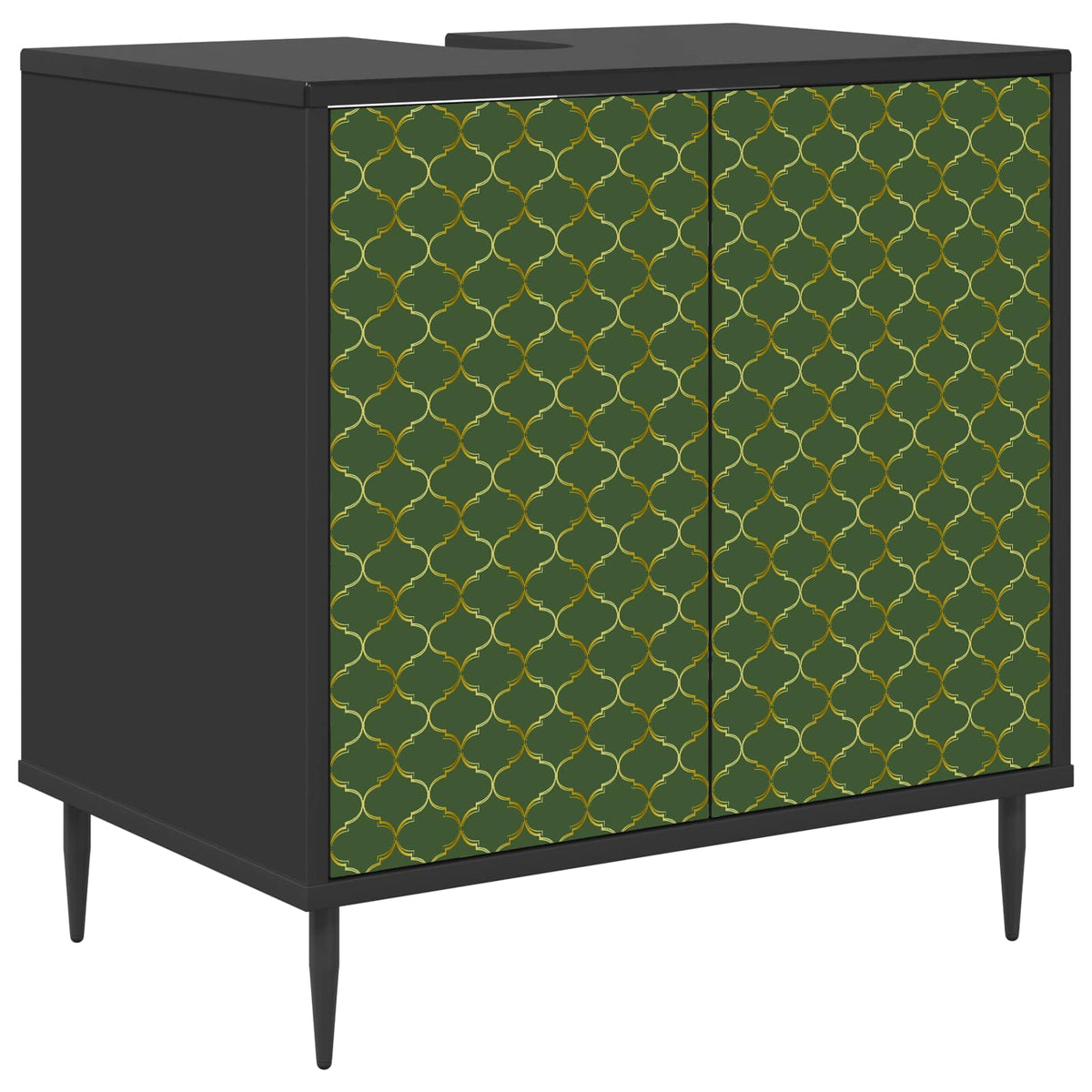 Badrumsskåp GELEEN Svart ek 60 x 40 x 61 cm Konstruerat trä