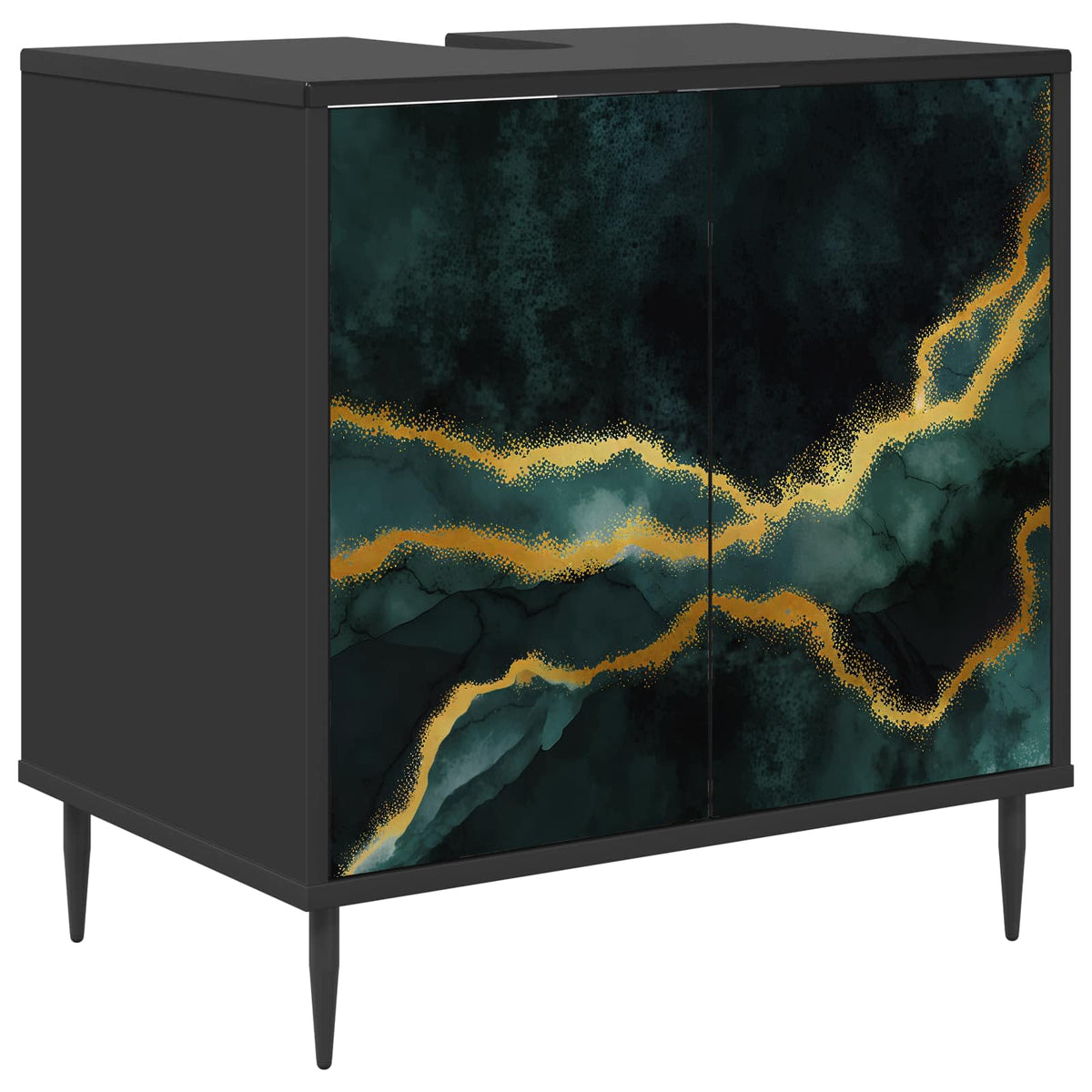 Badrumsskåp WIJHE Svart ek 60 x 40 x 61 cm Konstruerat trä