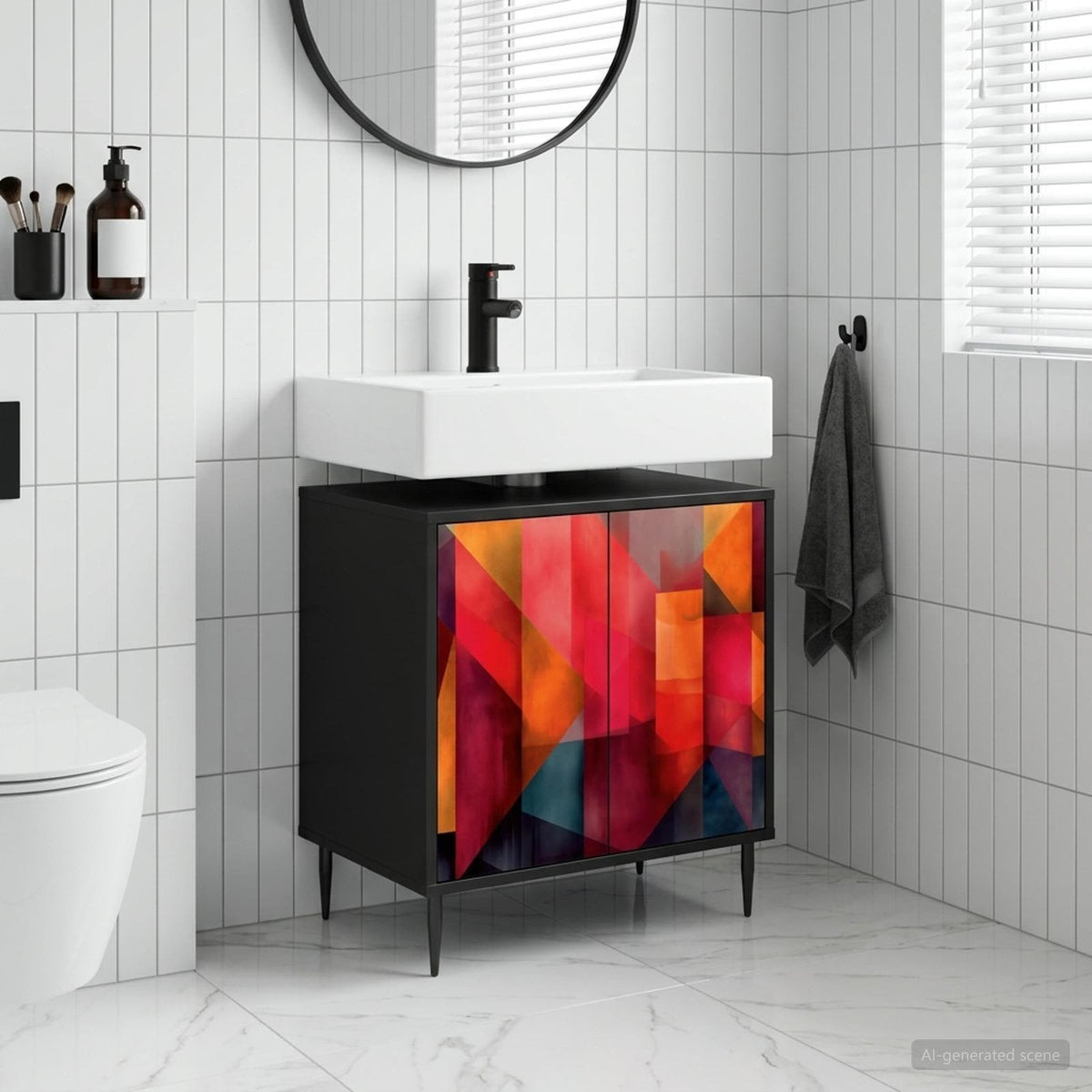 Badrumsskåp HEESCH Svart ek 60 x 40 x 61 cm Konstruerat trä