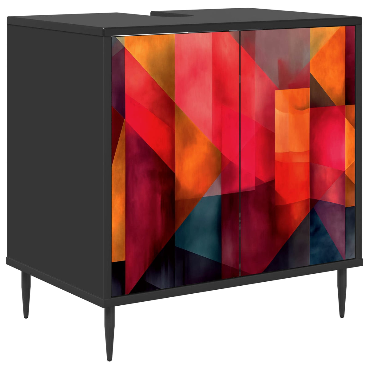 Badrumsskåp HEESCH Svart ek 60 x 40 x 61 cm Konstruerat trä