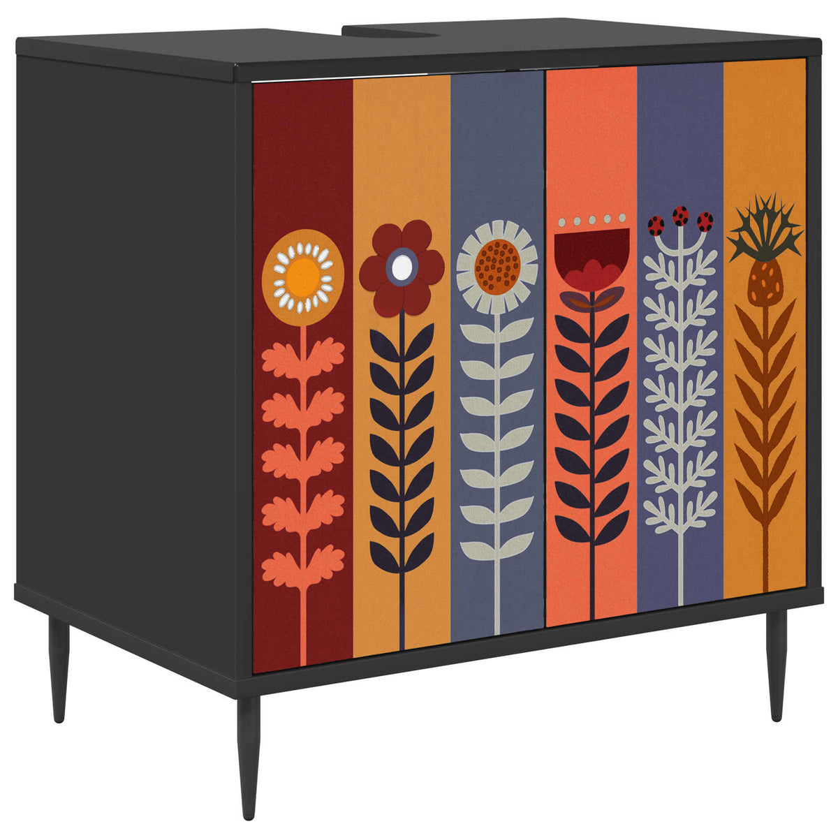 Badrumsskåp ESSEN Svart ek 60 x 40 x 61 cm Konstruerat trä