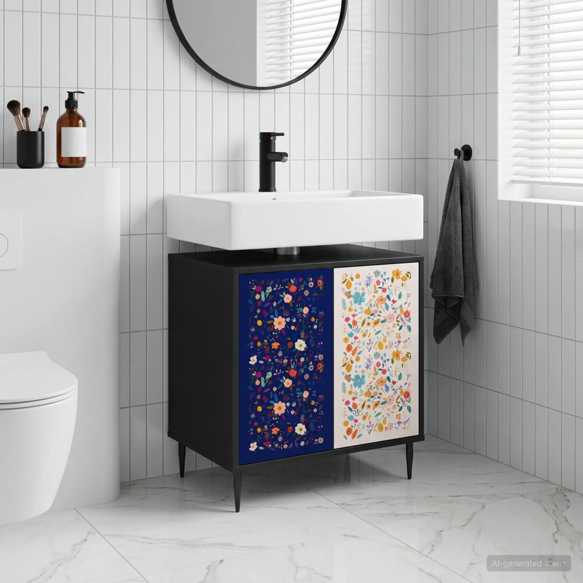 Badrumsskåp MAINZ Svart ek 60 x 40 x 61 cm Konstruerat trä