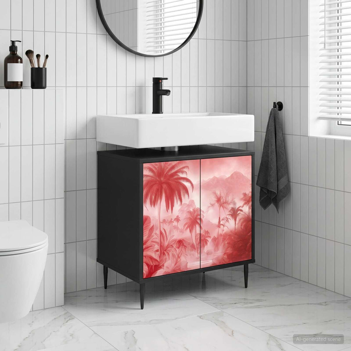 Badrumsskåp AACHEN Svart ek 60 x 40 x 61 cm Konstruerat trä