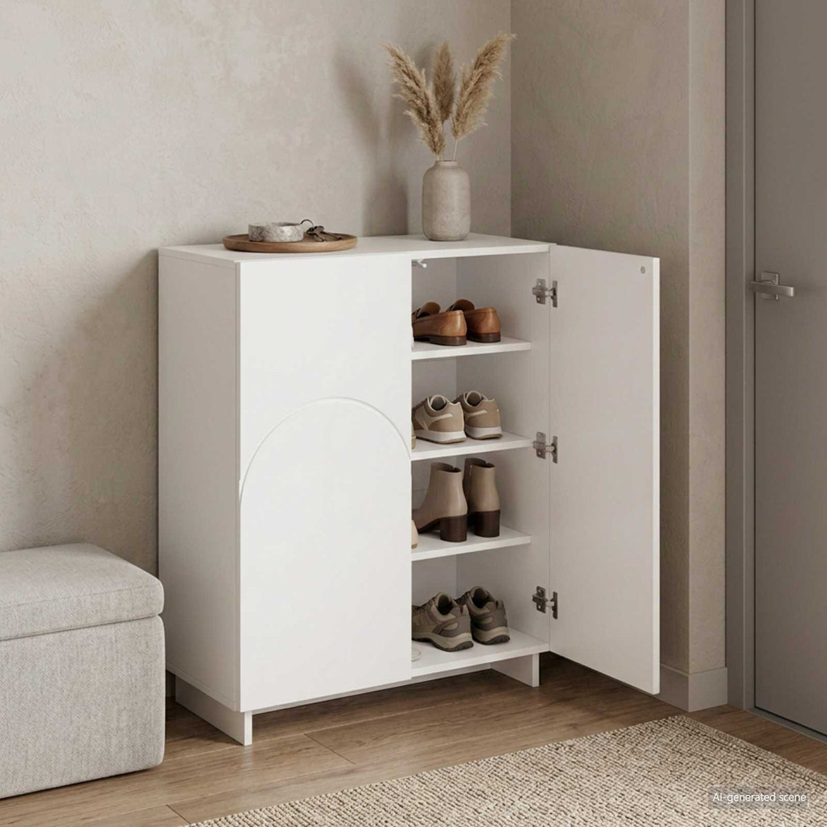 Skoskåp 73 x 38 x 87,5 cm Konstruerat trä Vit högglans