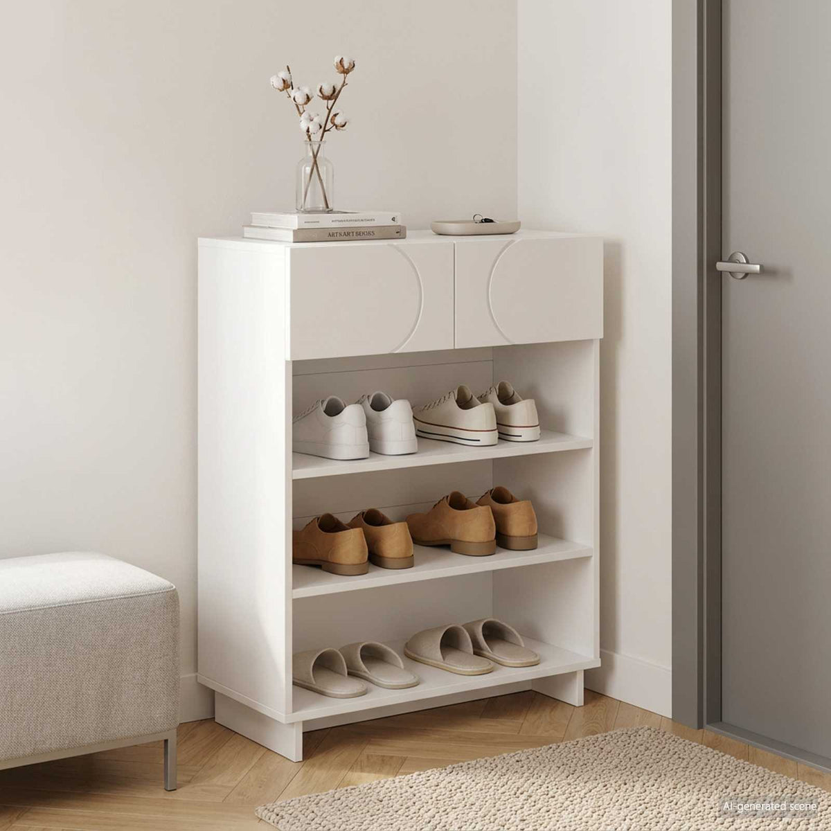 Skoskåp 73 x 38 x 87,5 cm Konstruerat trä Vit
