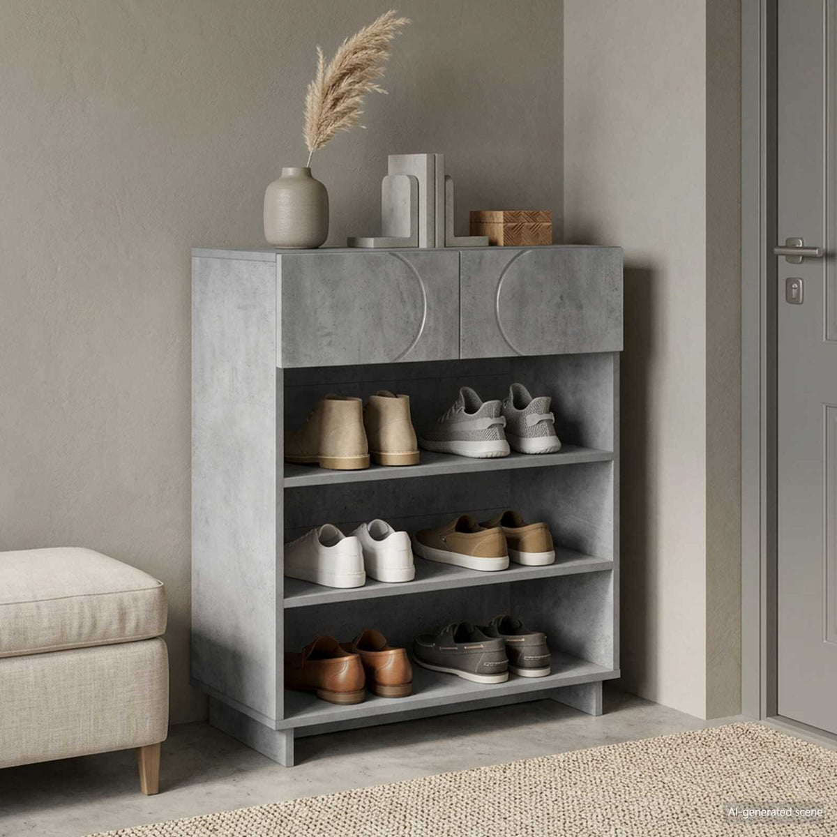 Skoskåp 73 x 38 x 87,5 cm Konstruerat trä Betonggrå