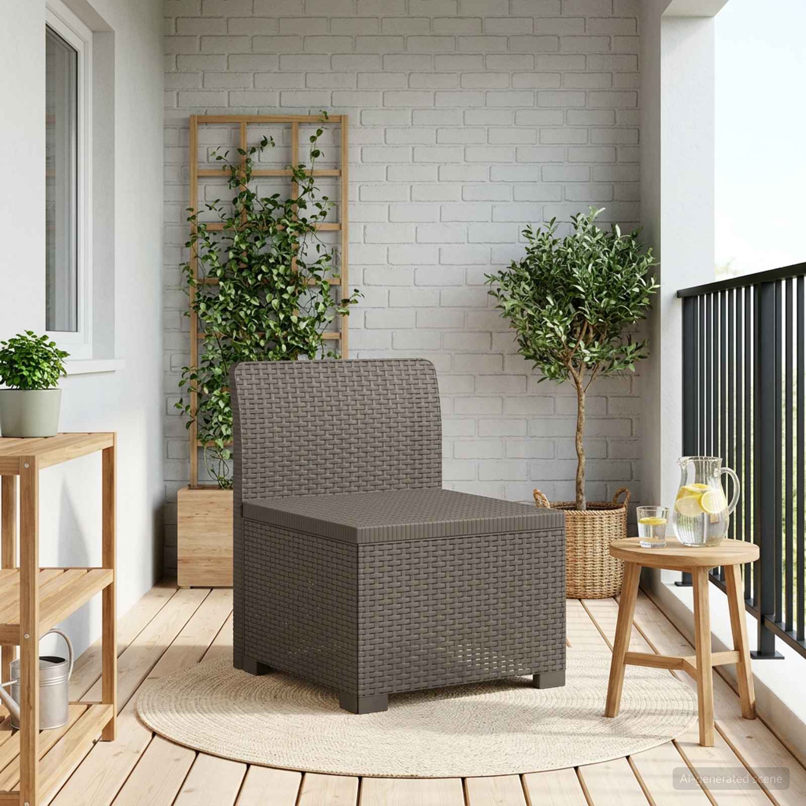 1-sits trädgårdsoffa i rottlook PP Ljusgrå
