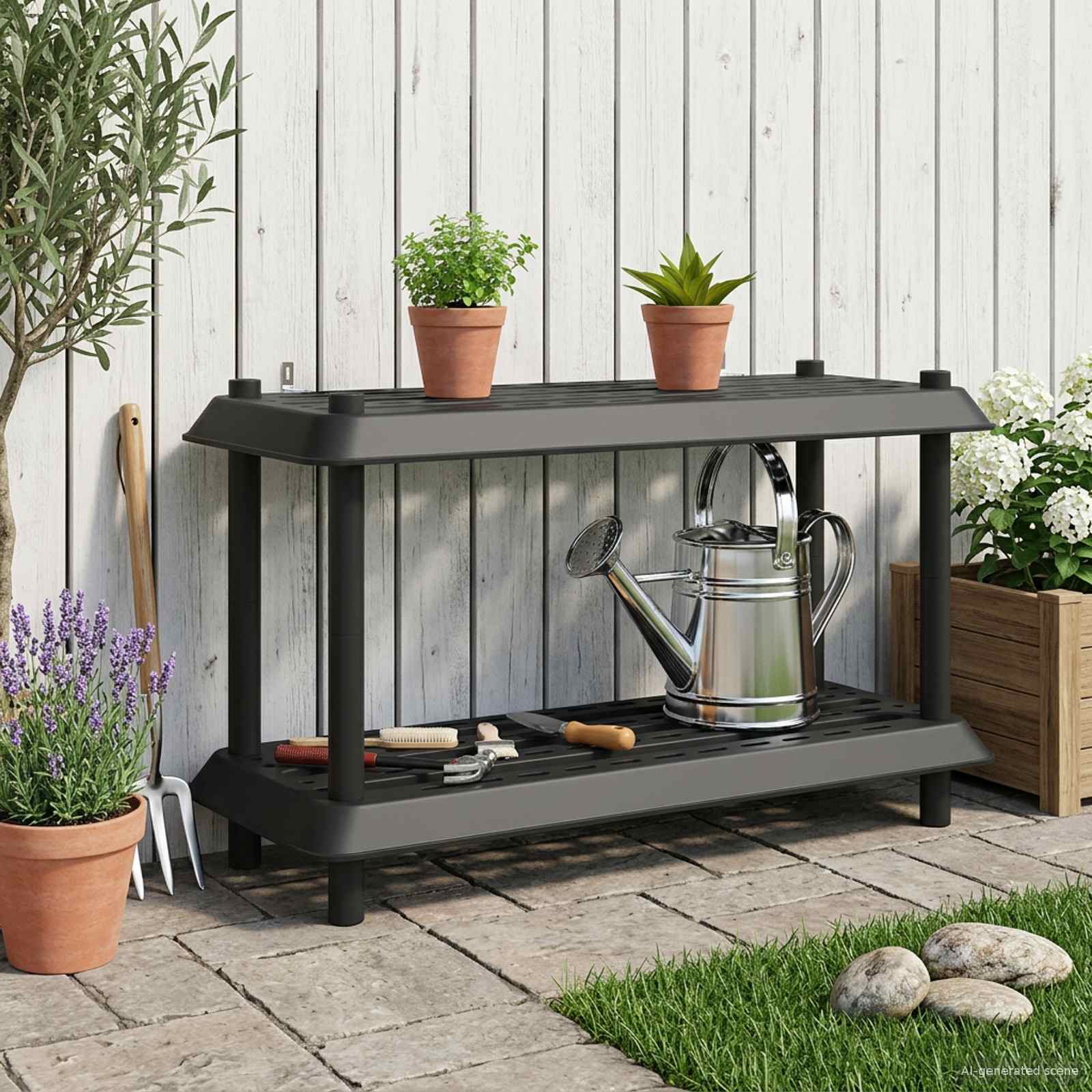 Hyllsystem 2 nivåer 100 x 40 x 55,5 cm PP Antracit
