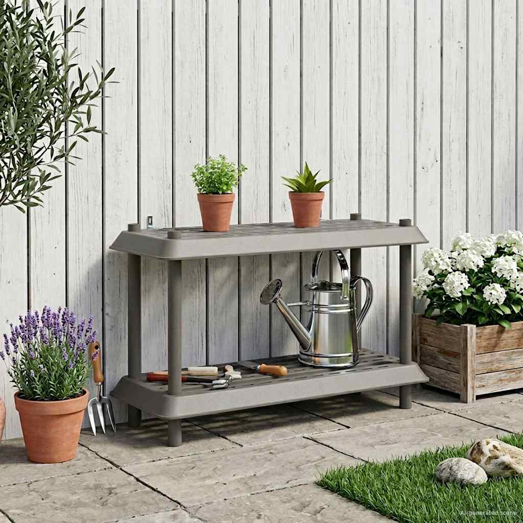 Hyllsystem 2 nivåer 100 x 40 x 55,5 cm PP Ljusgrå
