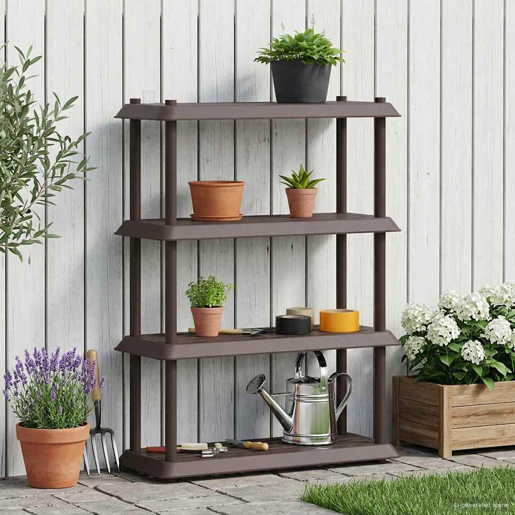 Hyllsystem 4 nivåer 100 x 40 x 136,5 cm PP Brun
