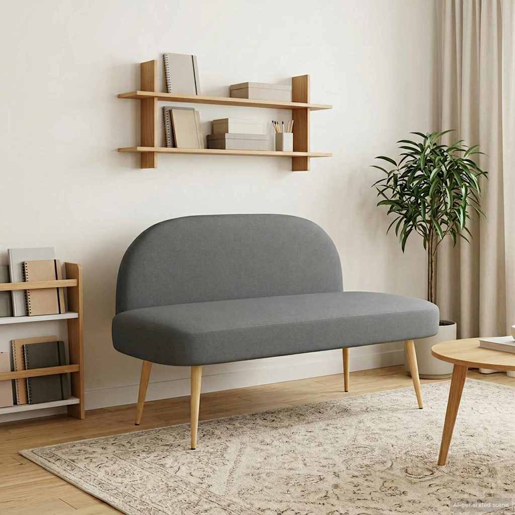 Klädd bänk med ryggstöd Mörkgrå 110 x 60 x 76 cm