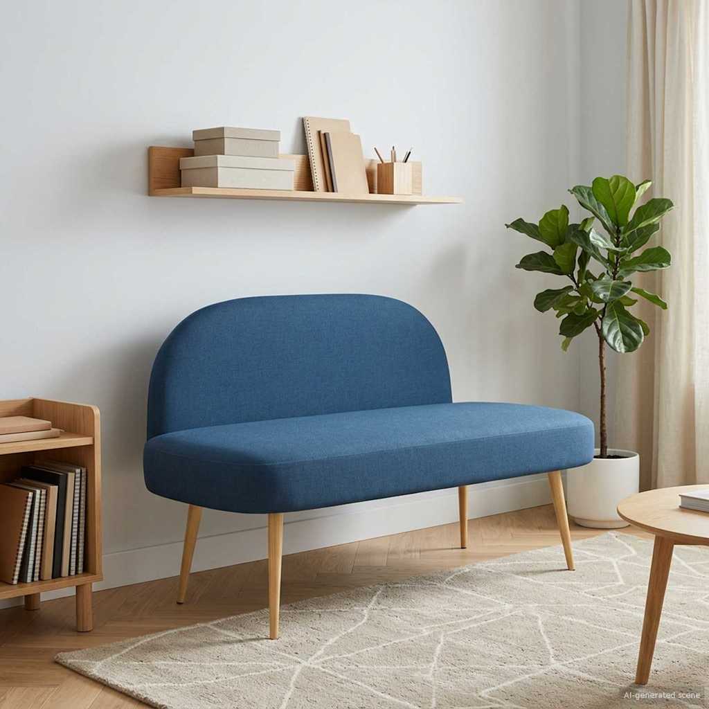 Klädd bänk med ryggstöd Blå 110 x 60 x 76 cm
