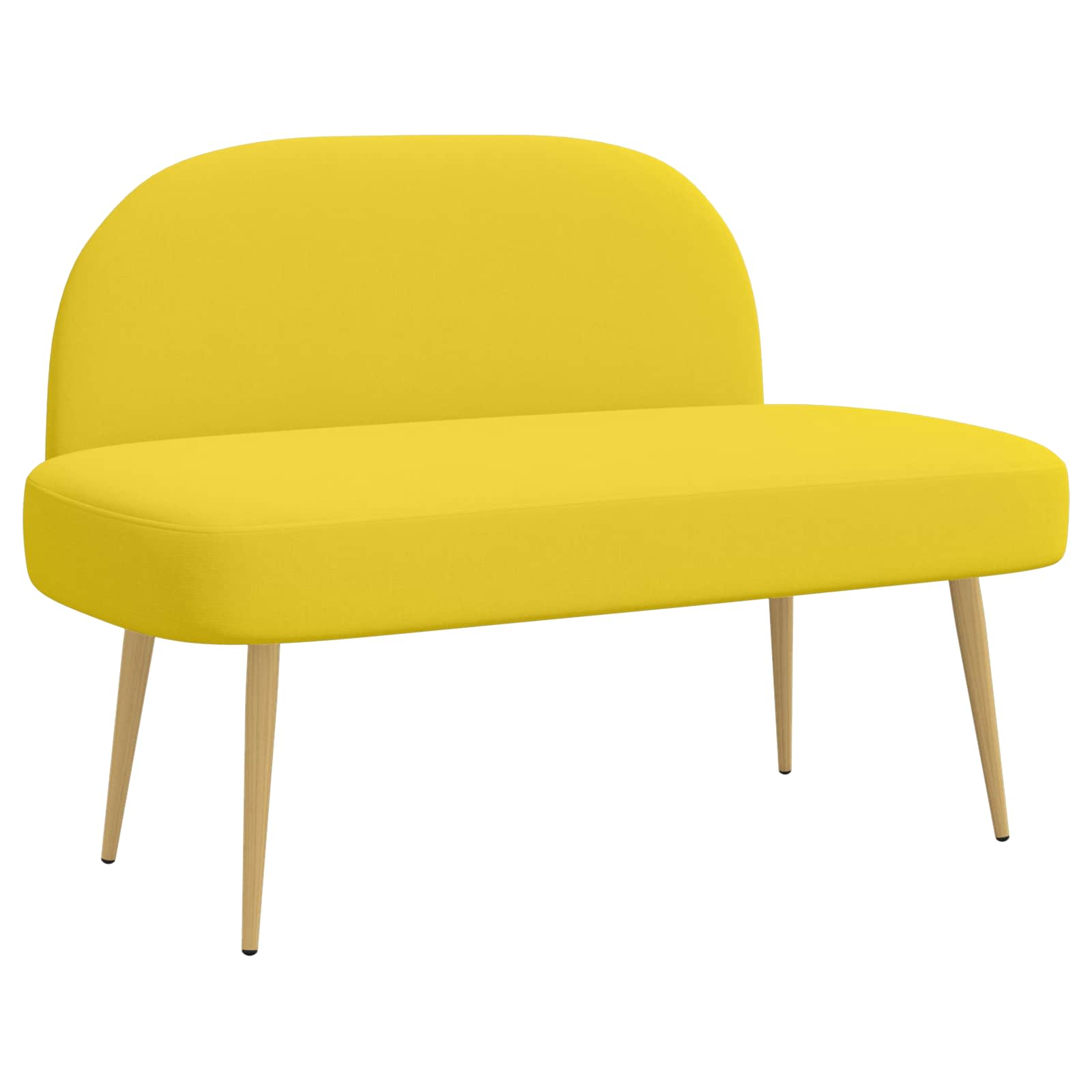 Klädd bänk med ryggstöd Ljusgul 110 x 60 x 76 cm