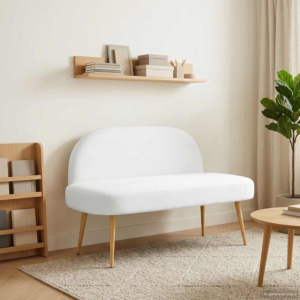 Klädd bänk med ryggstöd Vit 110 x 60 x 76 cm