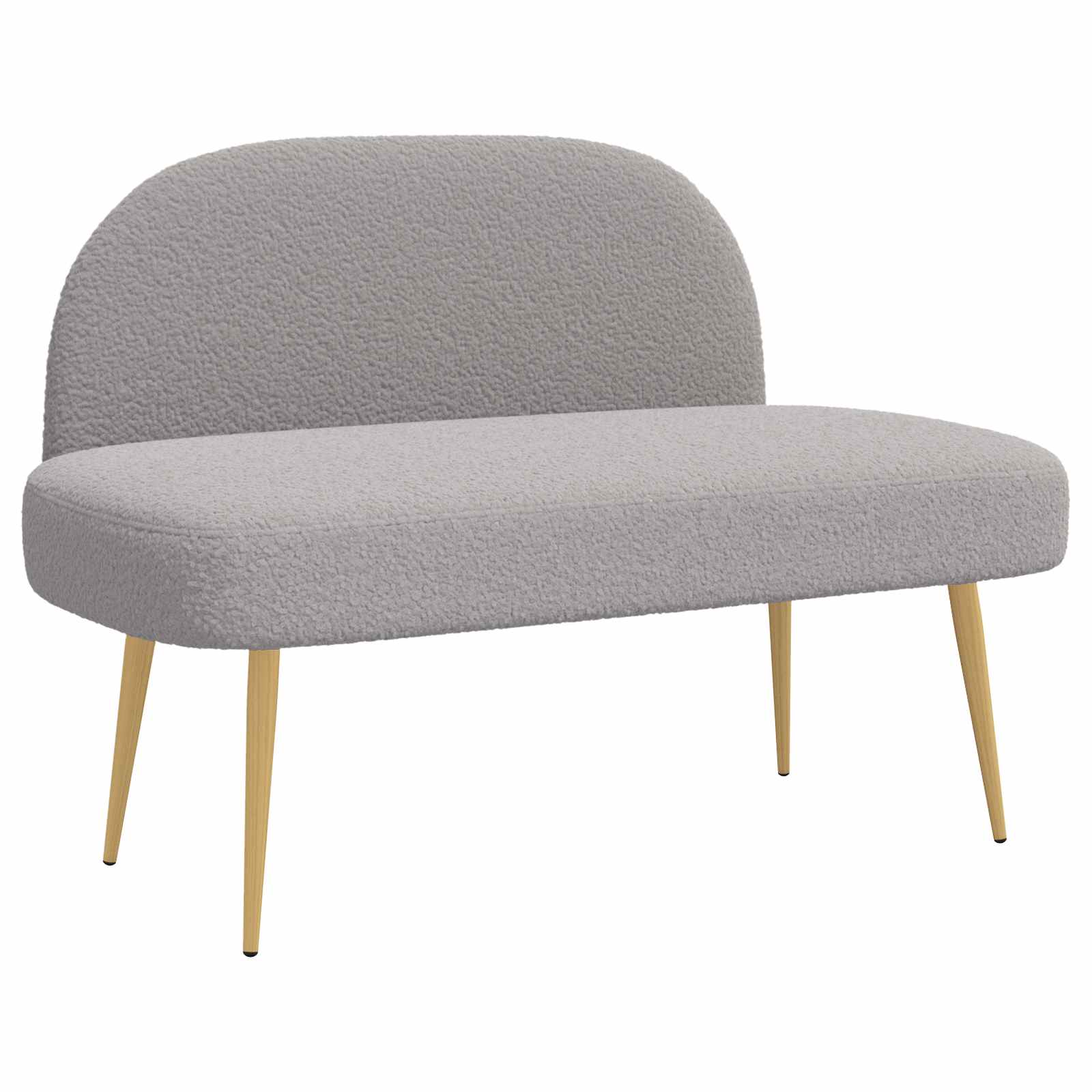 Klädd bänk med ryggstöd Ljusgrå 110 x 60 x 76 cm Bouclé