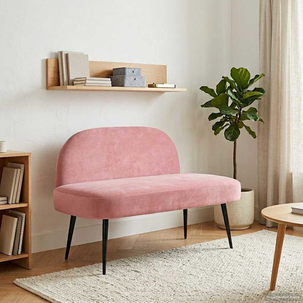 Klädd bänk med ryggstöd Rosa 110 x 60 x 76 cm Sammet