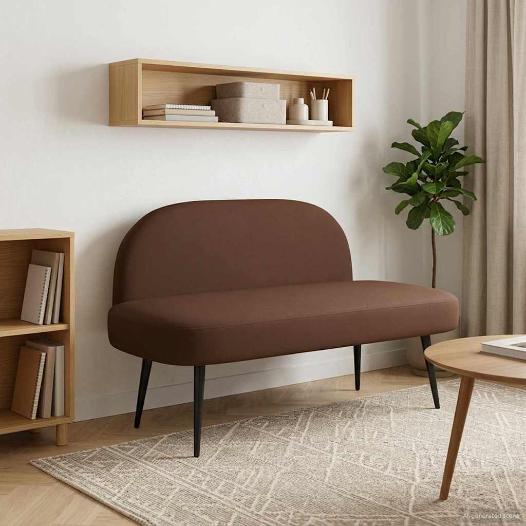 Klädd bänk med ryggstöd Brun 110 x 60 x 76 cm Konstläder