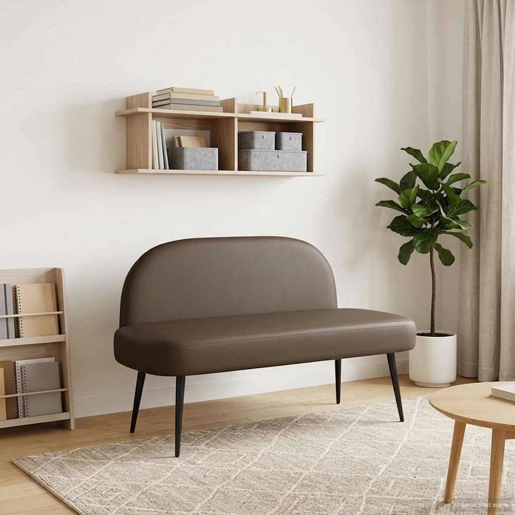 Klädd bänk med ryggstöd Grå 110 x 60 x 76 cm Konstläder