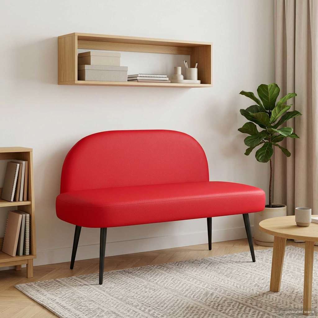 Klädd bänk med ryggstöd Röd 110 x 60 x 76 cm Konstläder