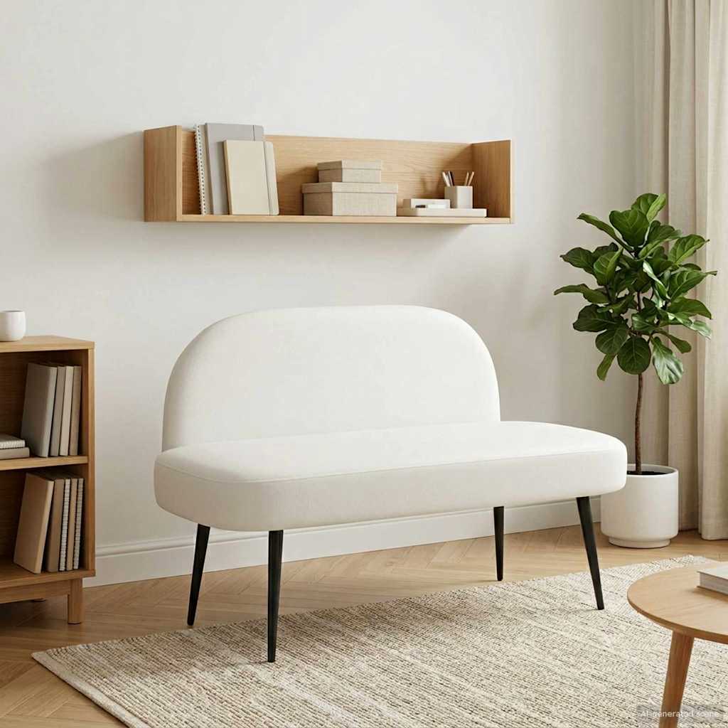 Klädd bänk med ryggstöd Vit 110 x 60 x 76 cm Konstläder