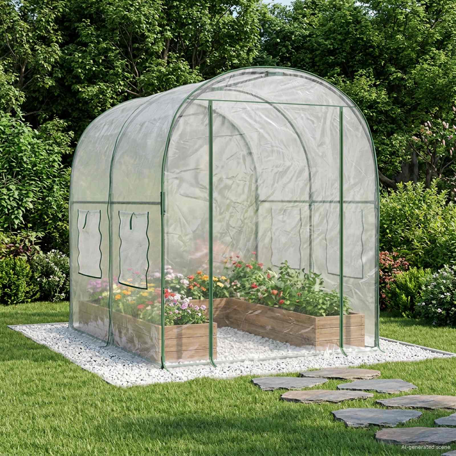Växthus med ram 160 x 200 x 192,5 cm PVC Transparent