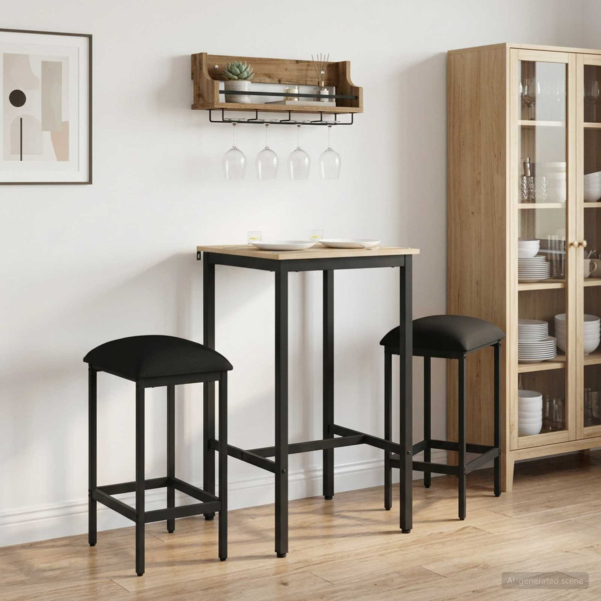 Barpall 2 st Svart 40 x 32 x 74 cm Konstruerat trä