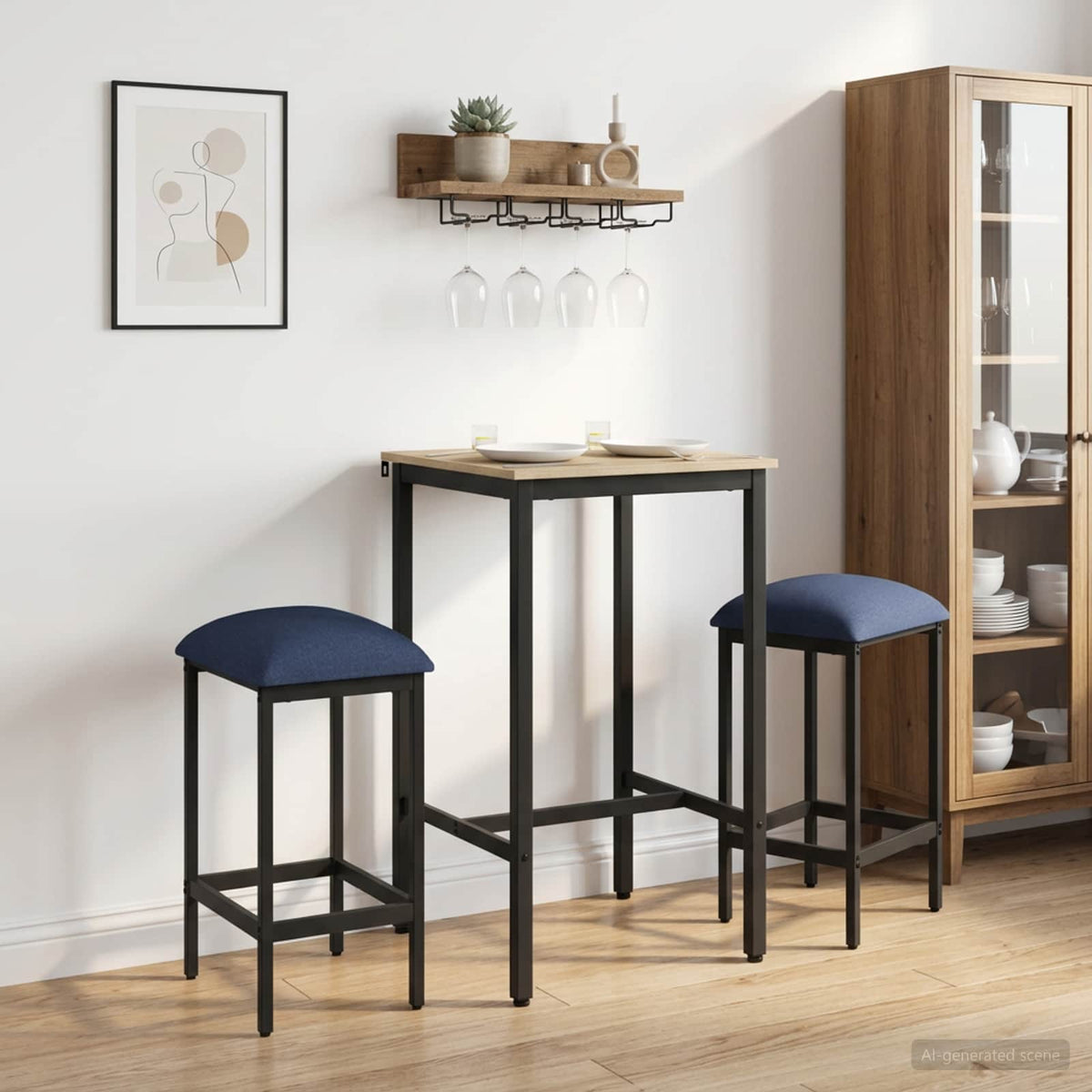 Barpall 2 st Blå 40 x 32 x 74 cm Konstruerat trä