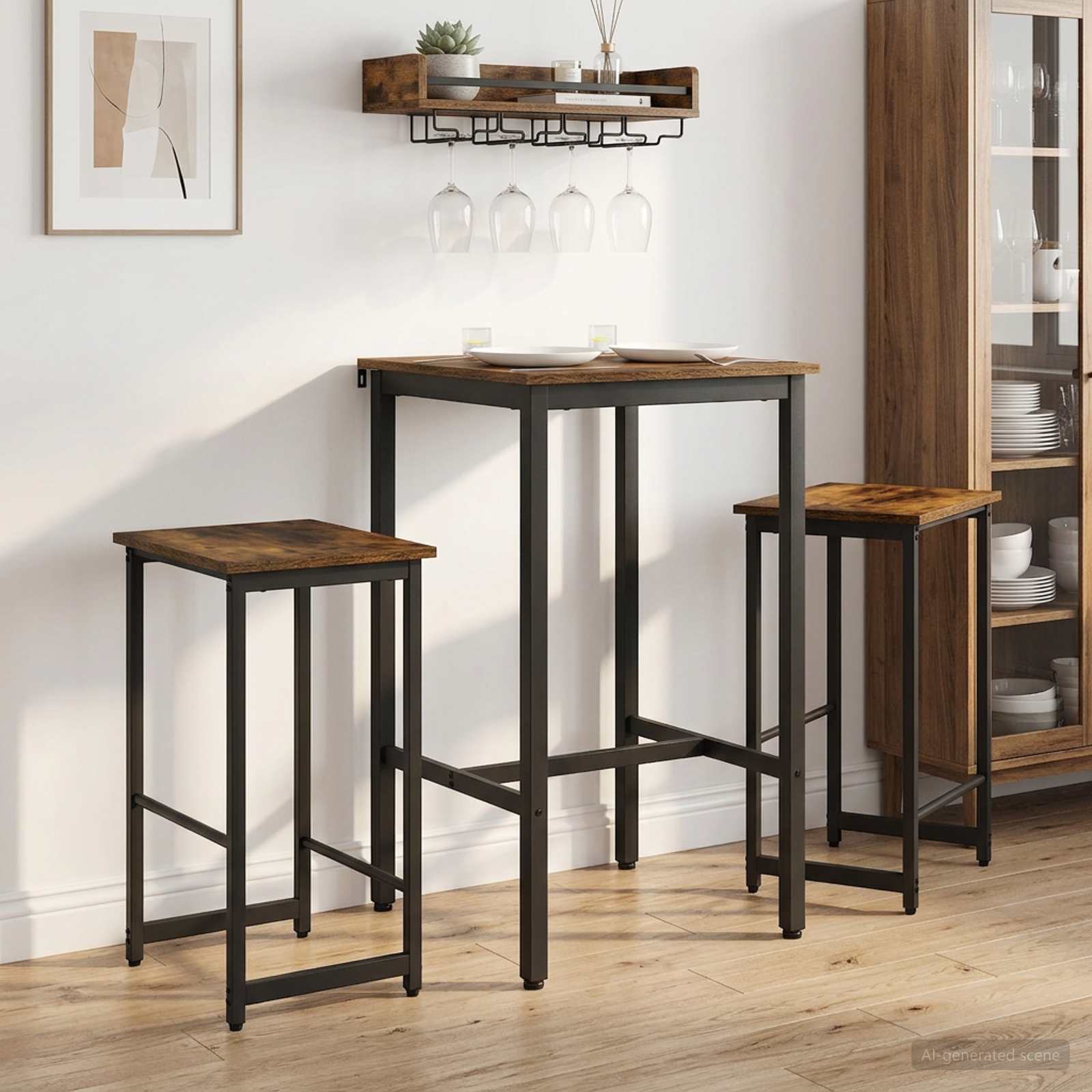 Barpall 2 st Rökt ek 40 x 32 x 64 cm Konstruerat trä