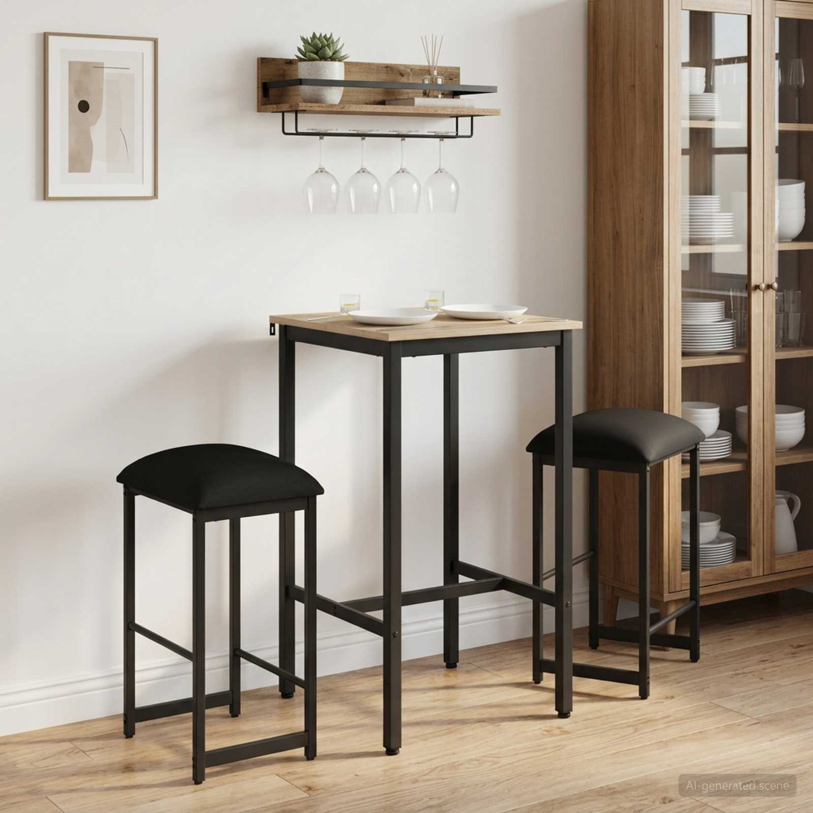 Barpall 2 st Svart 40 x 32 x 74 cm Konstruerat trä