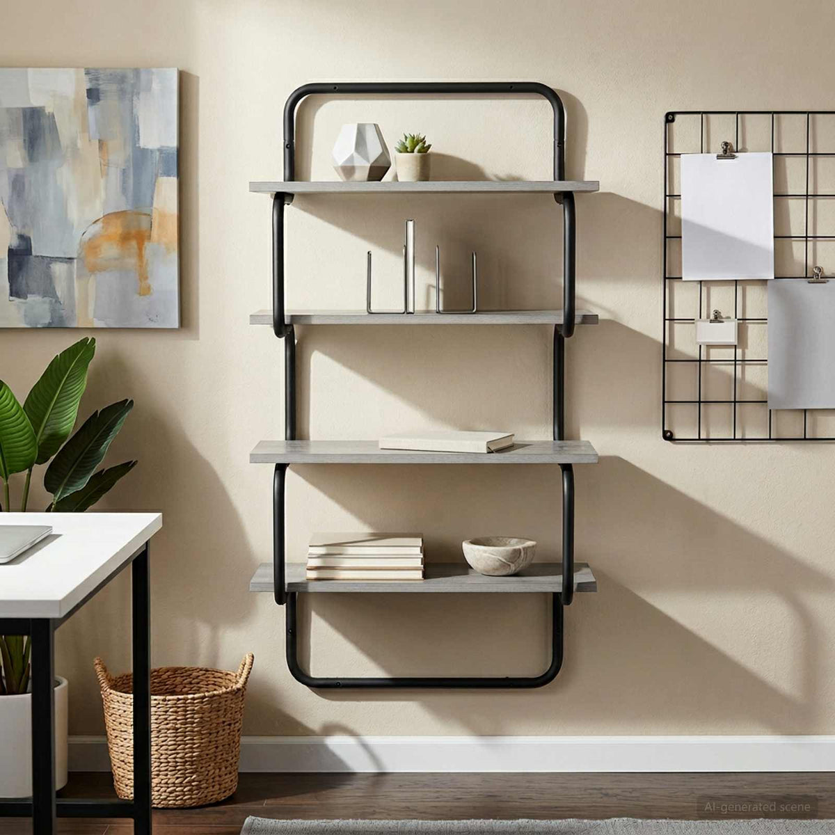 4-Tier Vägghylla Grå Sonoma 80 x 24,5 x 104 cm Konstruerat trä
