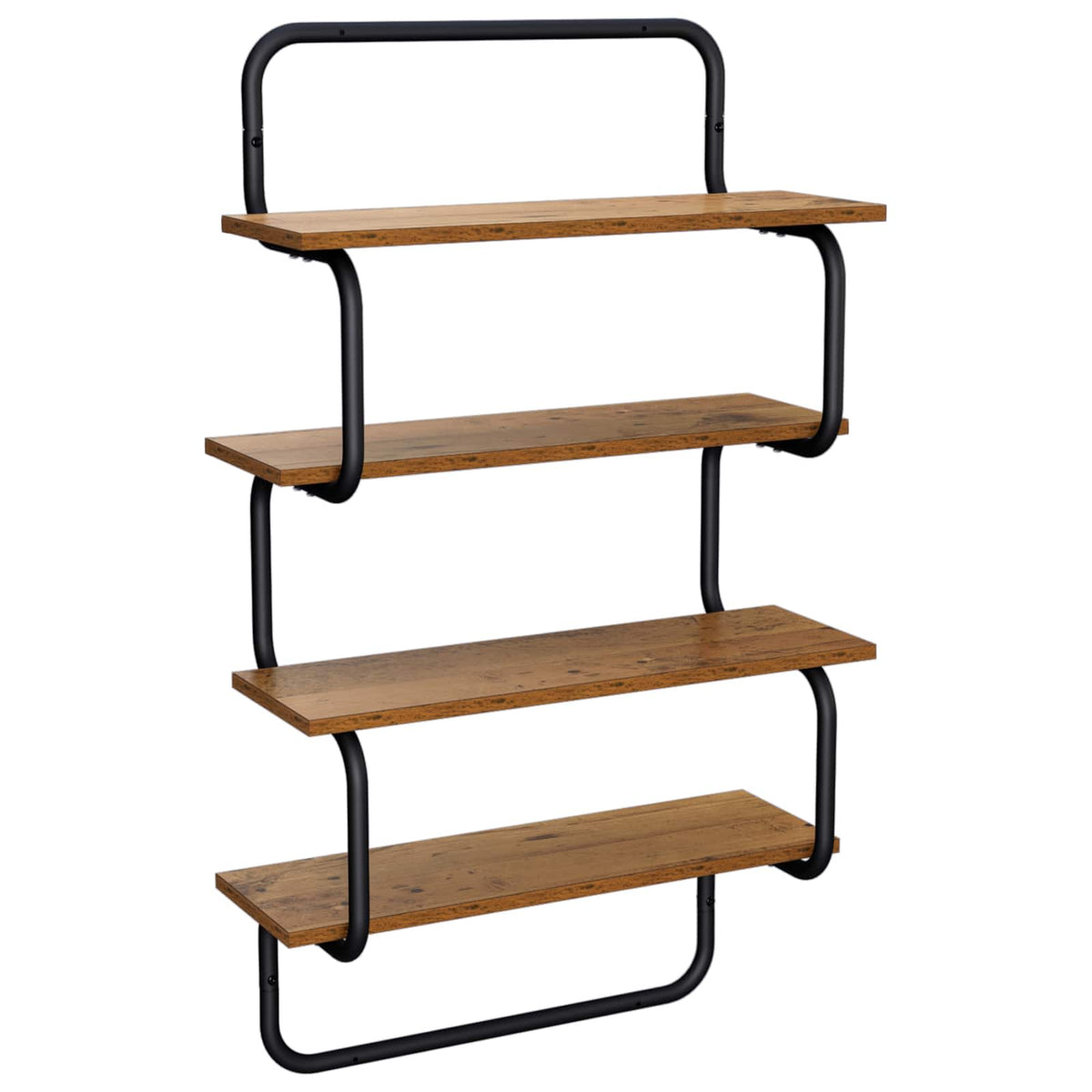 4-Tier Vägghylla Gammalt trä 60 x 24,5 x 104 cm Konstruerat trä