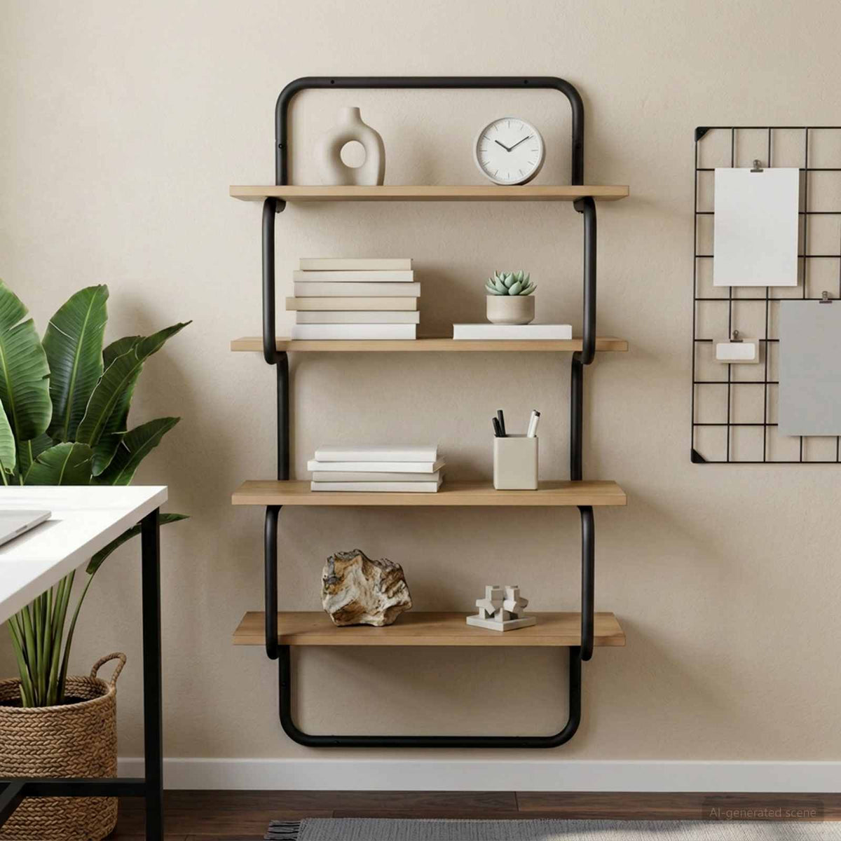 4-Tier Vägghylla Artisan-ek 40 x 24,5 x 104 cm Konstruerat trä