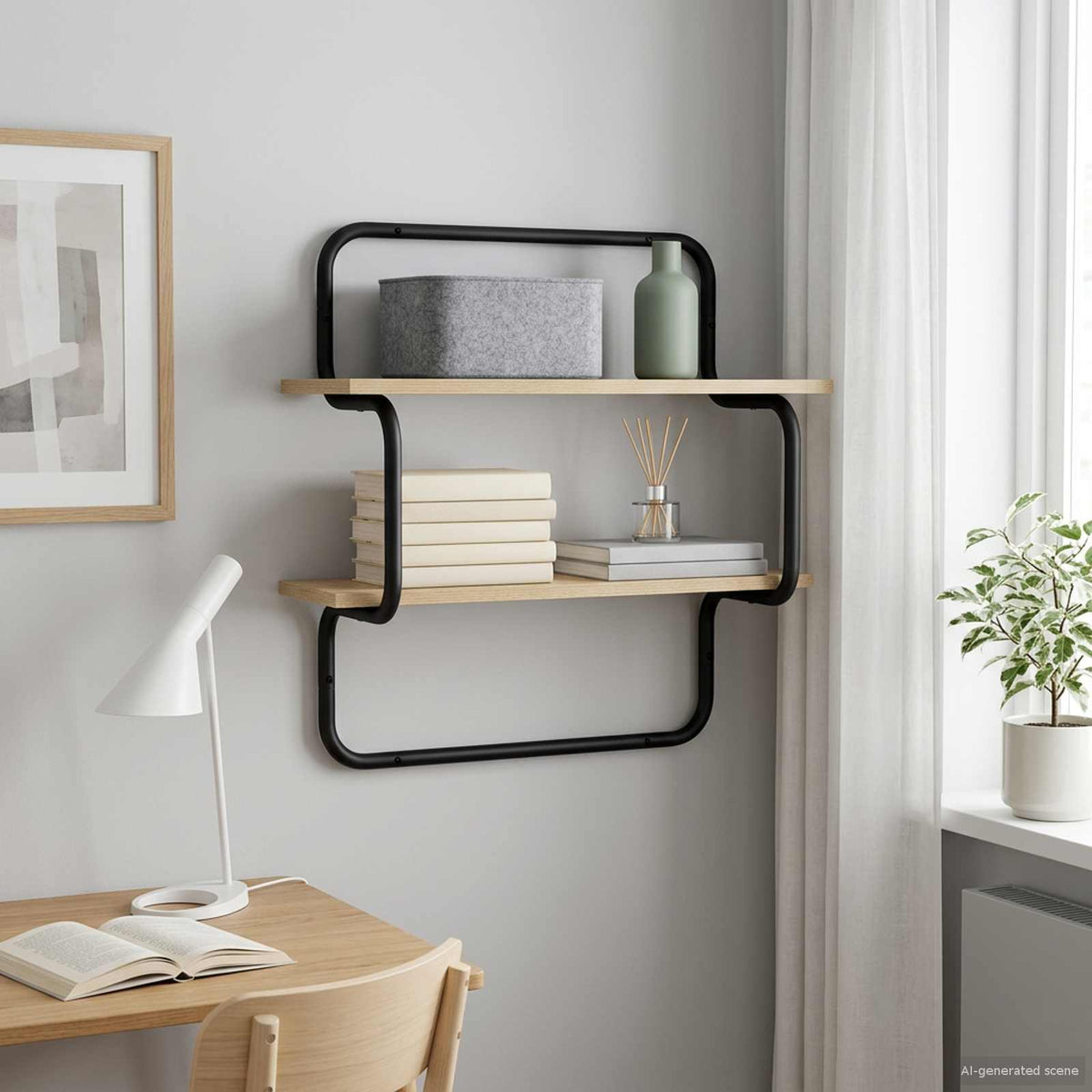 Vägghylla med 2 plan Sonoma-ek 60 x 24,5 x 61 cm