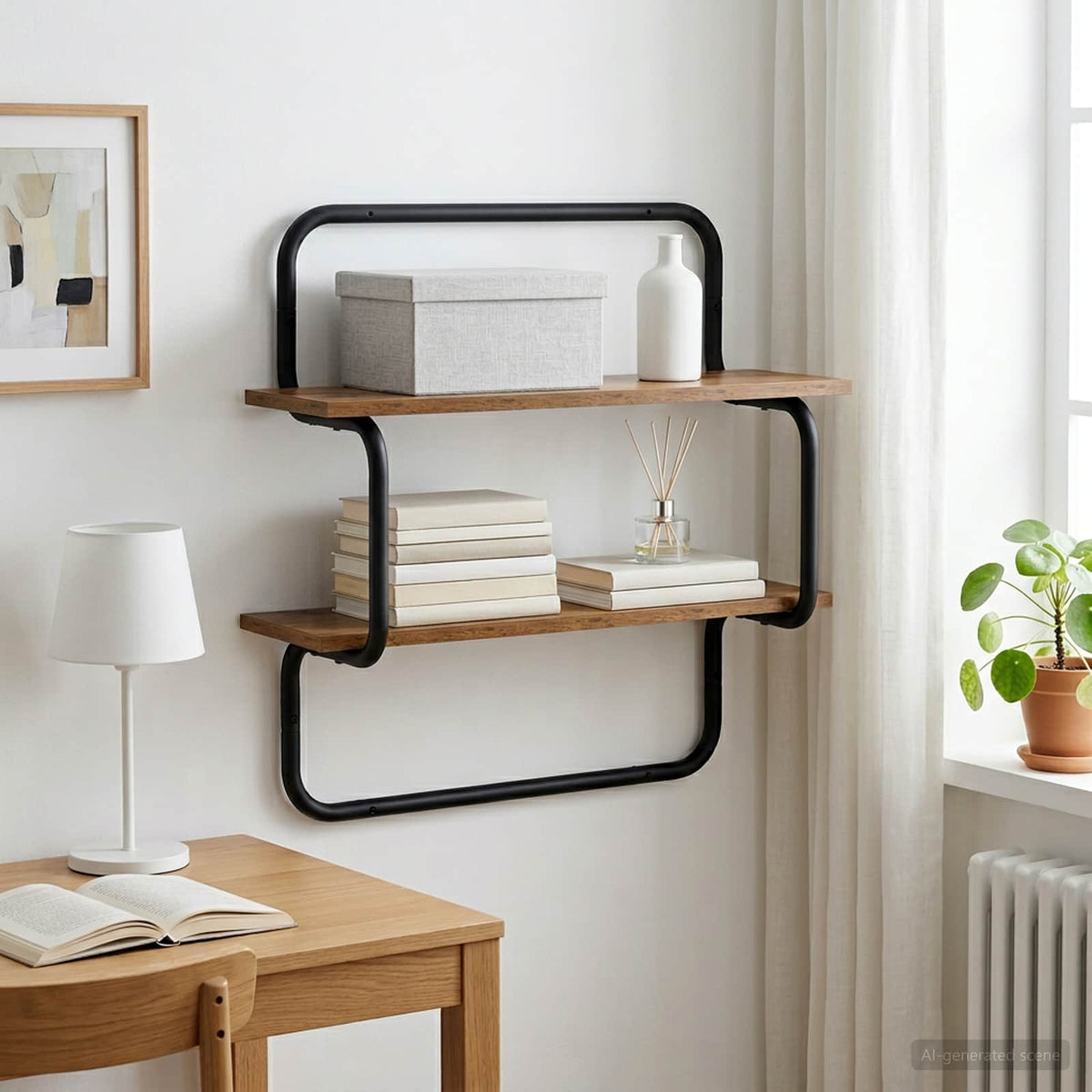 Vägghylla med 2 plan Gammalt trä 60 x 24,5 x 61 cm