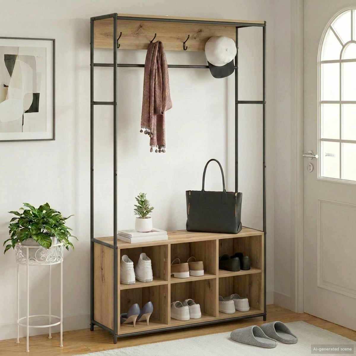Klädhängare med skofåtölj Artisan-ek 100 x 32 x 180,5 cm