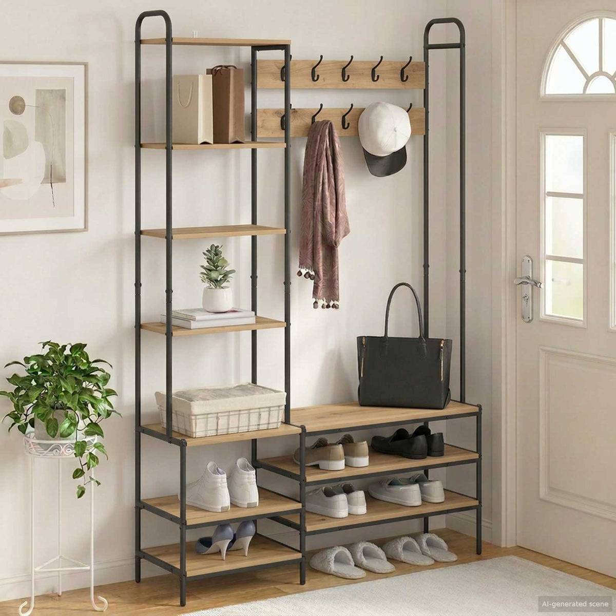 Klädhängare med skofåtölj Artisan-ek 120,5 x 34 x 190 cm
