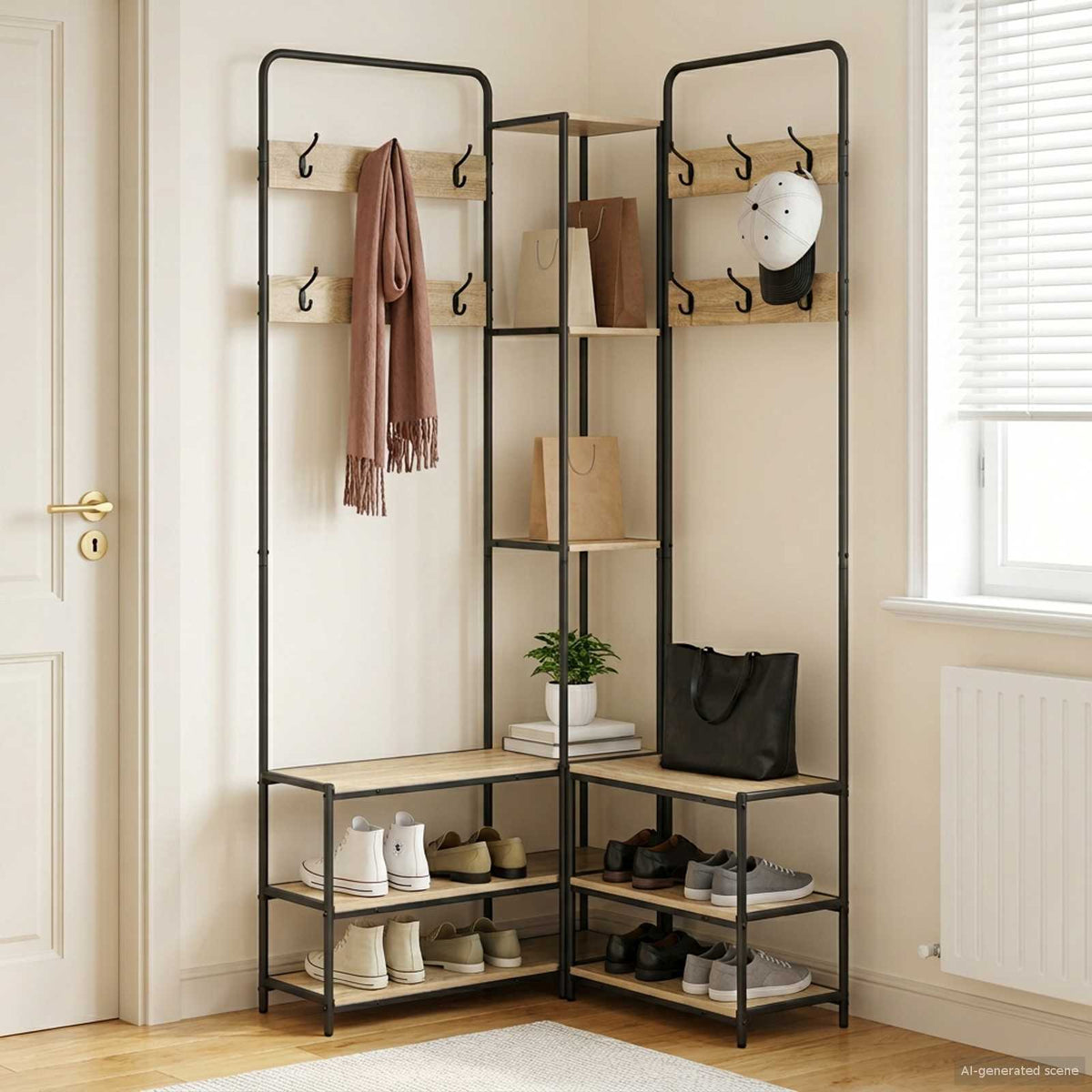 Klädhängare med skofåtölj Sonoma-ek 143 x 30 x 199,5 cm