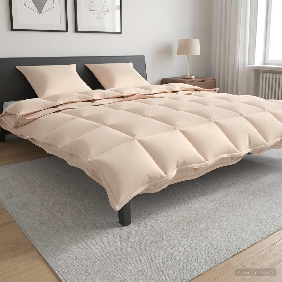 Duntäcke 220 x 260 cm Alla årstider Kapok Fiber Beige