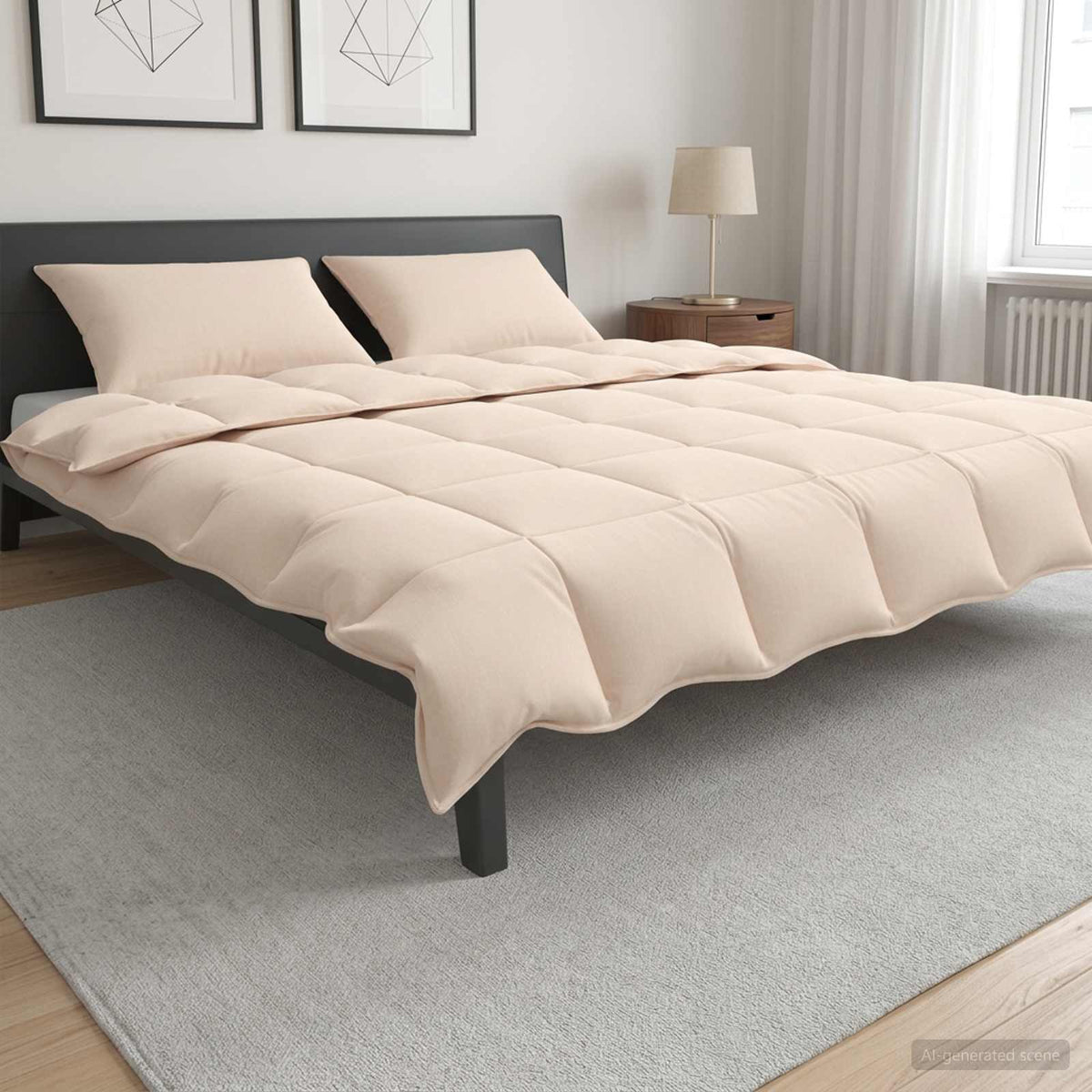 Täckeset 2 st 200 x 220 cm Alla årstider Kapok Fiber Beige