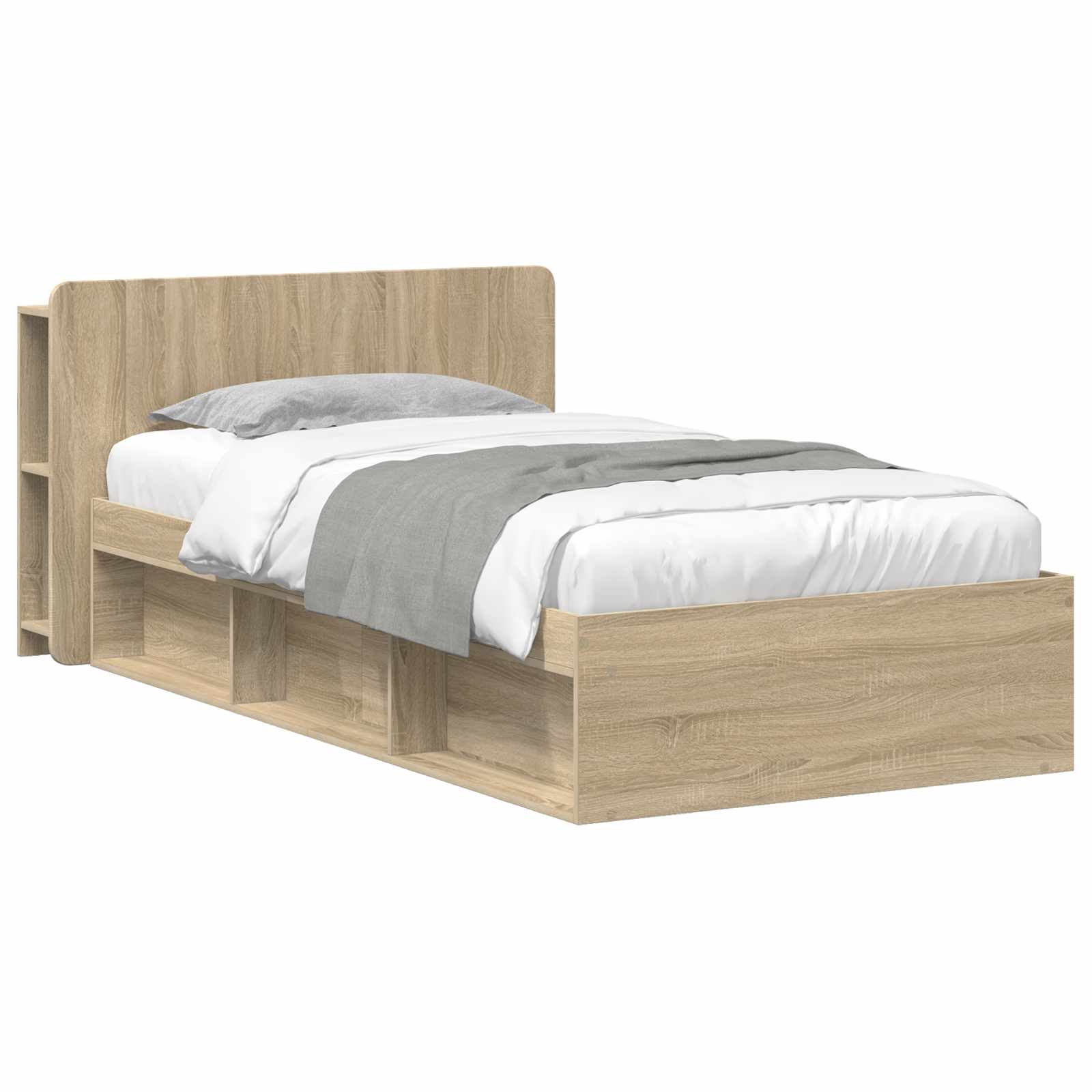 Sängram med förvaring Sonoma-ek 90 x 190 cm Konstruerat trä