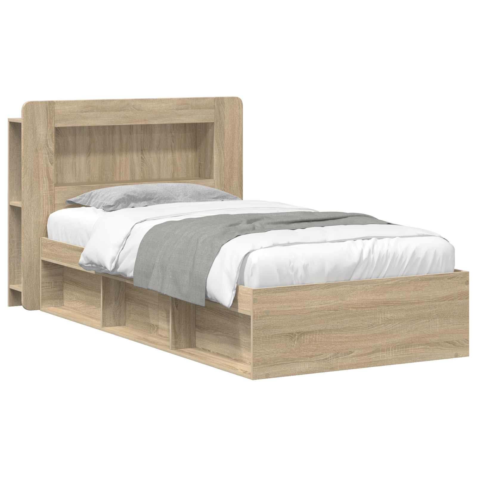 Sängram med förvaring Sonoma-ek 75 x 190 cm Konstruerat trä