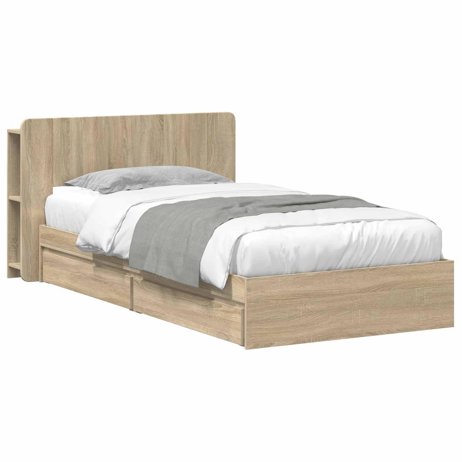 Sängram med förvaring Sonoma-ek 75 x 190 cm Konstruerat trä
