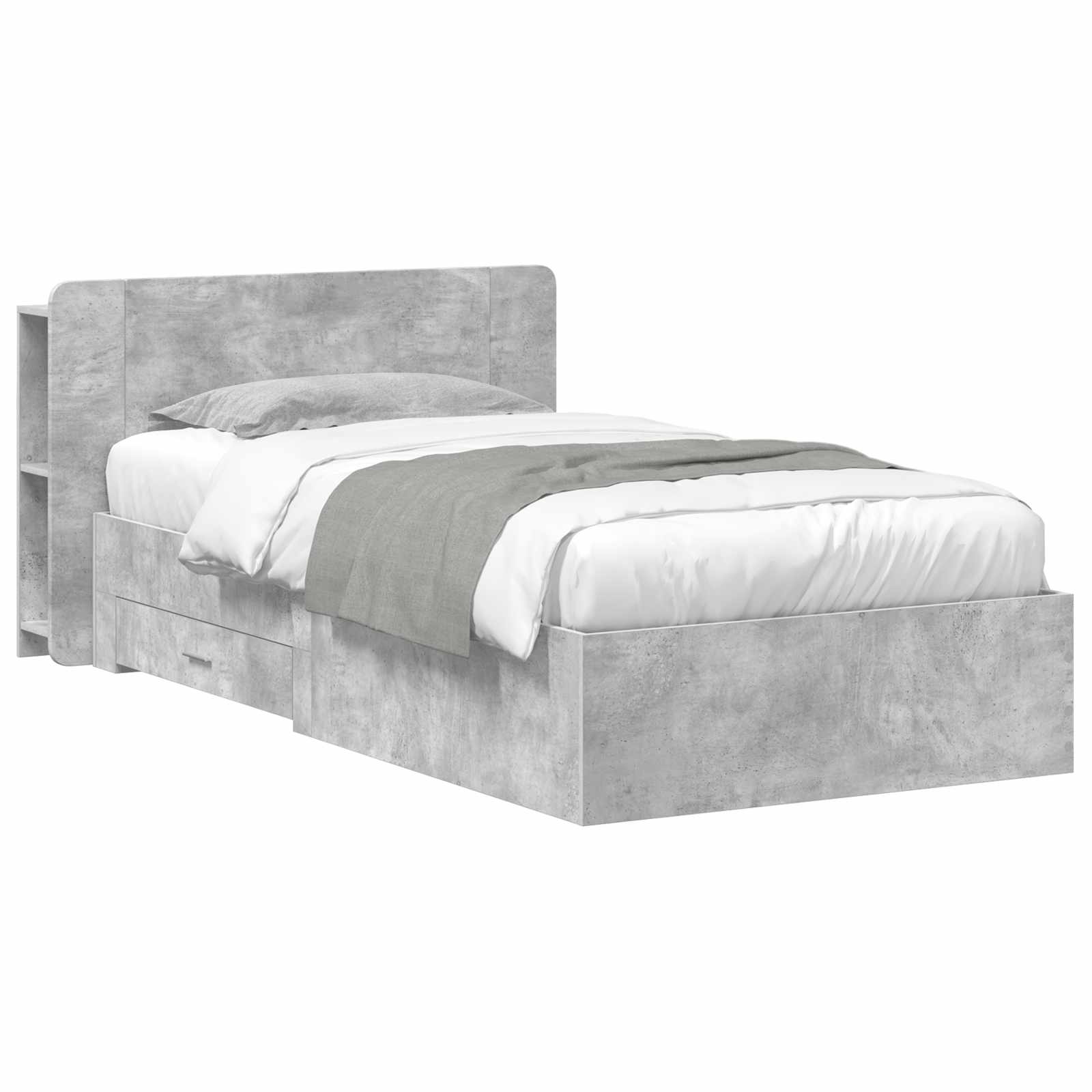 Sängram med förvaring Betonggrå 75 x 190 cm Konstruerat trä