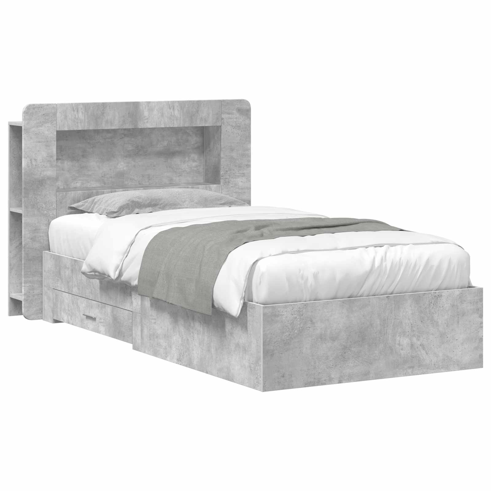 Sängram med förvaring Betonggrå 75 x 190 cm Konstruerat trä
